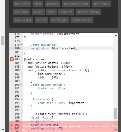 Form Designer: not saving after correcting the CSS syntax error Screenshot 20