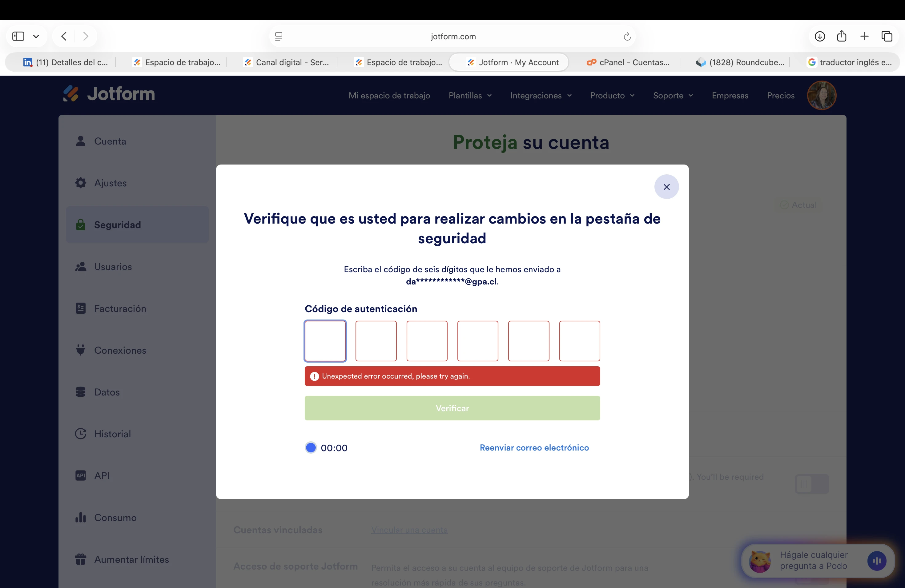 
Panel de Control: No reciben códigos para cambiar email del administrador
Image-1