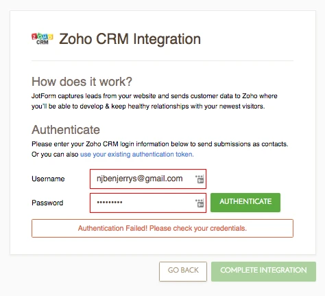 ZOHO integration not working Image 2 Screenshot 41