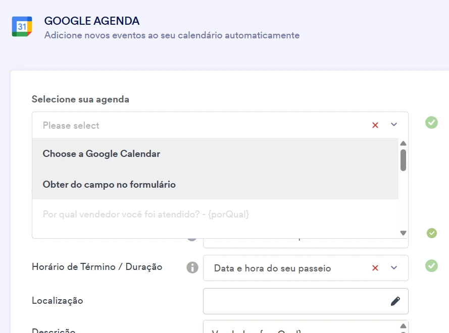 Google Agenda: Não estou conseguindo integrar no meu formulário Image 1 Screenshot 20