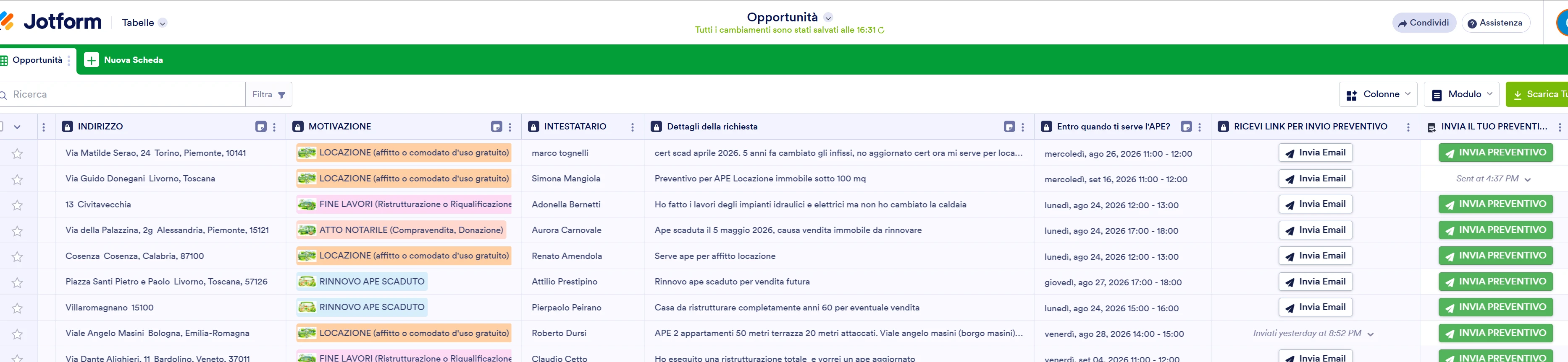 Tabella: Aprire direttamente il form dal pulsante senza inviare email Image 1 Screenshot 20