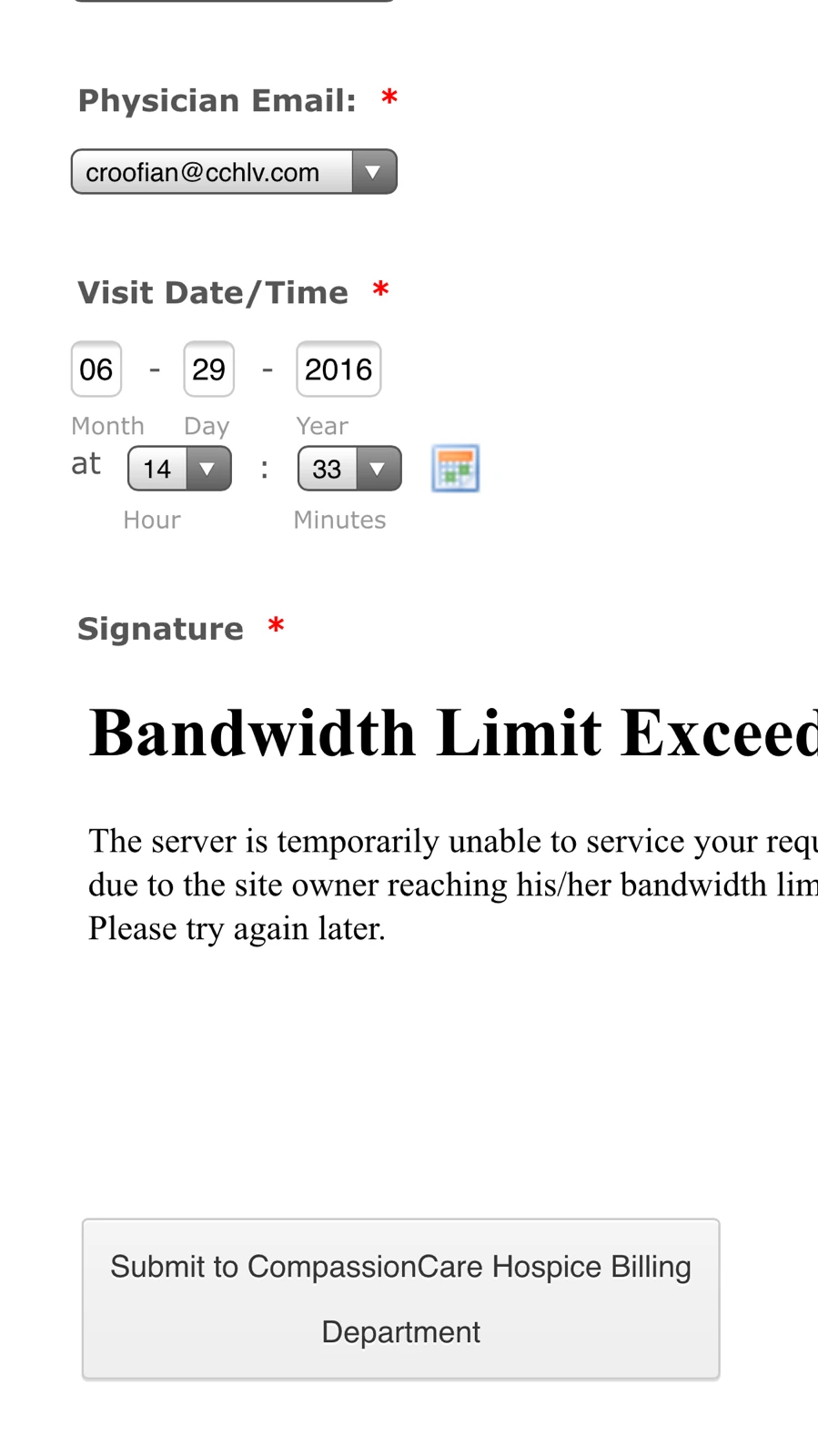 Form shows Exceeded bandwidth limit? Image 1 Screenshot 20