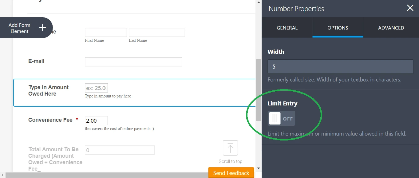How can I limit the amount to be paid on this form? Image 1 Screenshot 30