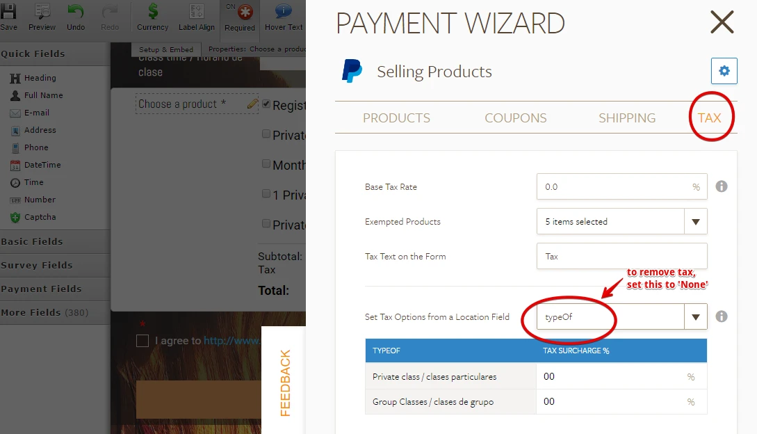 How to remove the Paypal Tax option in the payment form Image 2 Screenshot 51
