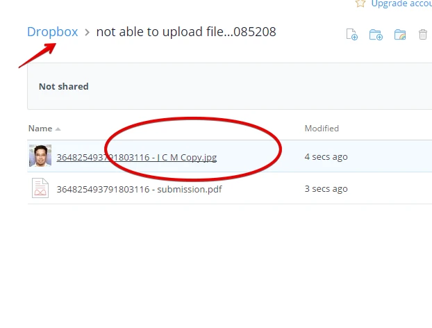Submission uploads with spaces in filename not copying to Dropbox Image 2 Screenshot 41