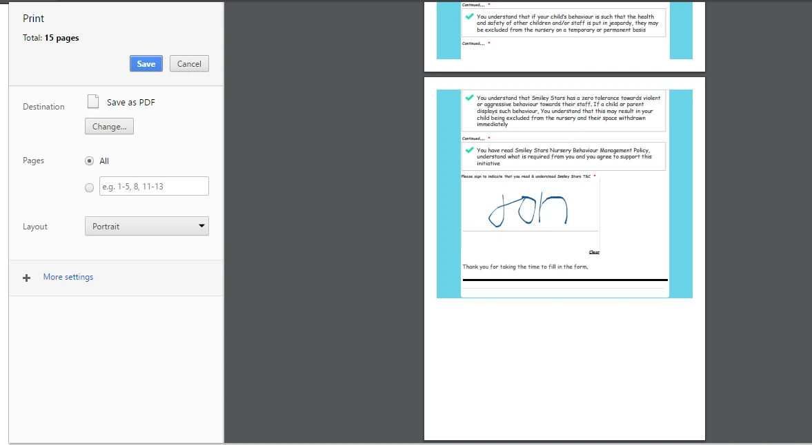 How can I print each page from the form on a separate page? Image 2 Screenshot 41