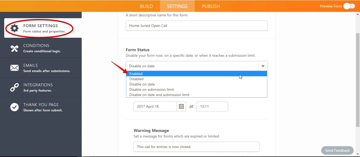 Not able to edit form settings to change submission date limit Image 2 Screenshot 41