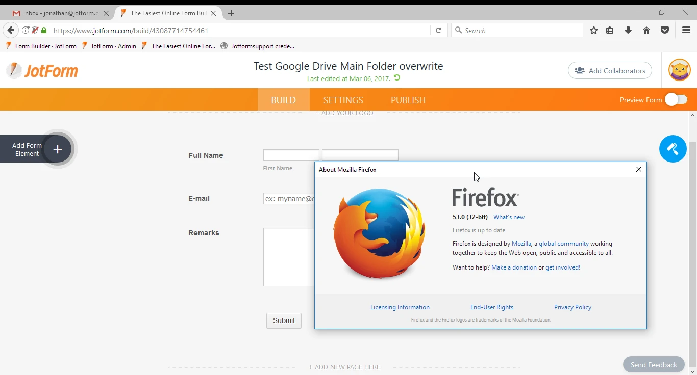 Is there something going on where JotForm in Firefox is not operating correctly? Image 1 Screenshot 20
