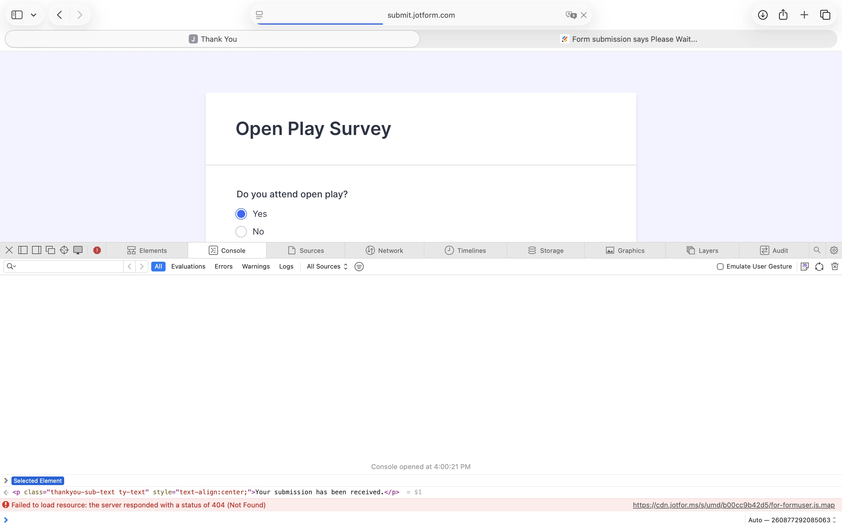 
Form Submission: Stuck on Please Wait and Not Confirming Submission
Image-2