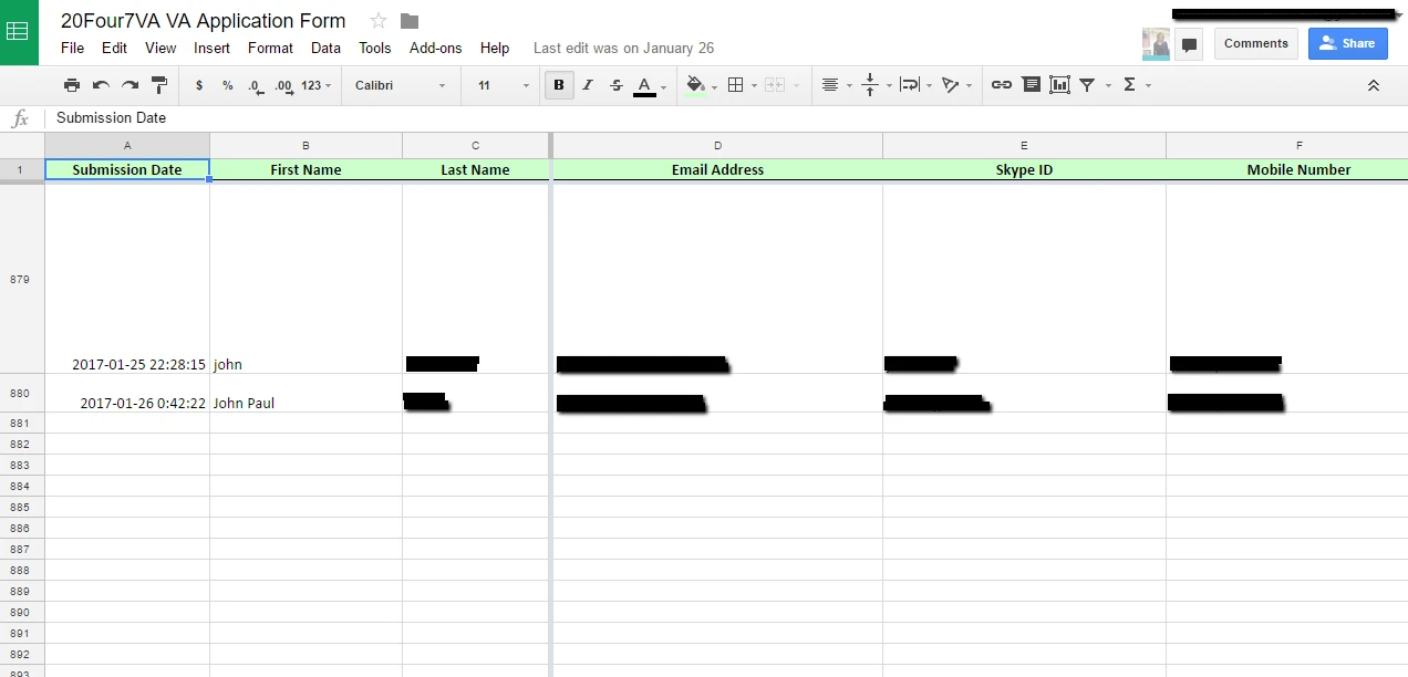 Google Spreadsheet: Why new submissions are not showing in spreadsheet?  Image 1 Screenshot 20