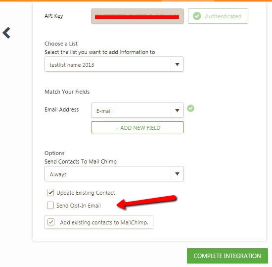 Can I add a tick box on the bottom for people to sign up to my mailchimp database?  Image 1 Screenshot 20