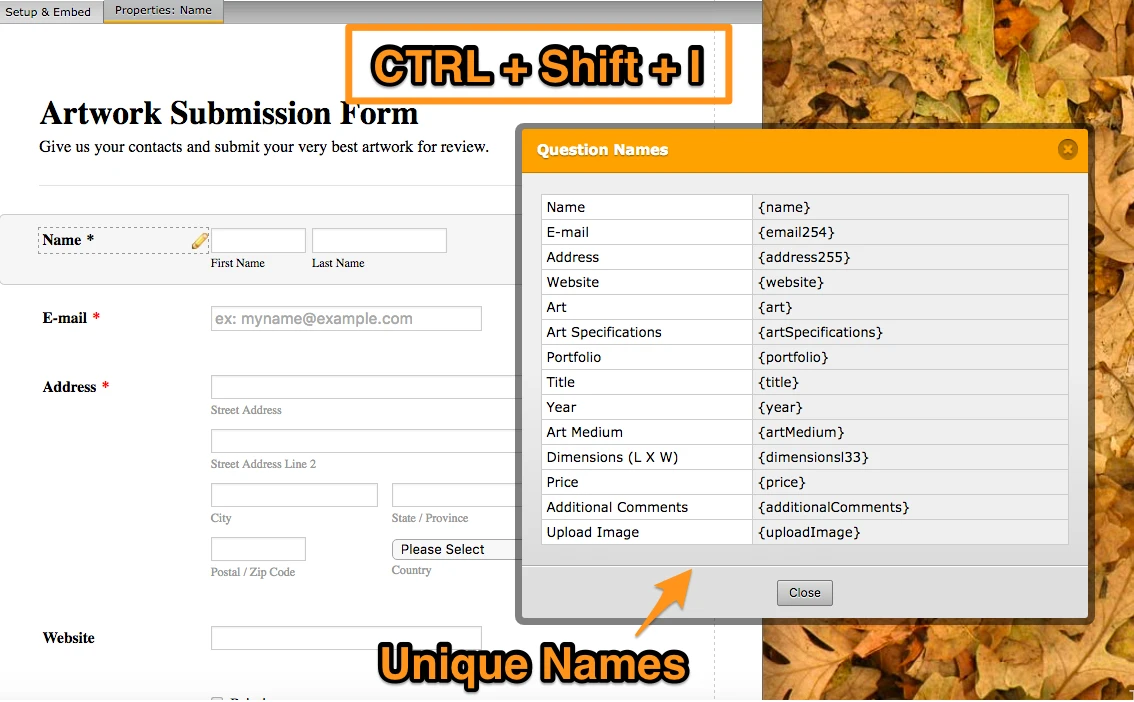 Possibility to get a list of all Unique Names inside of the Form Builder Image 1 Screenshot 20