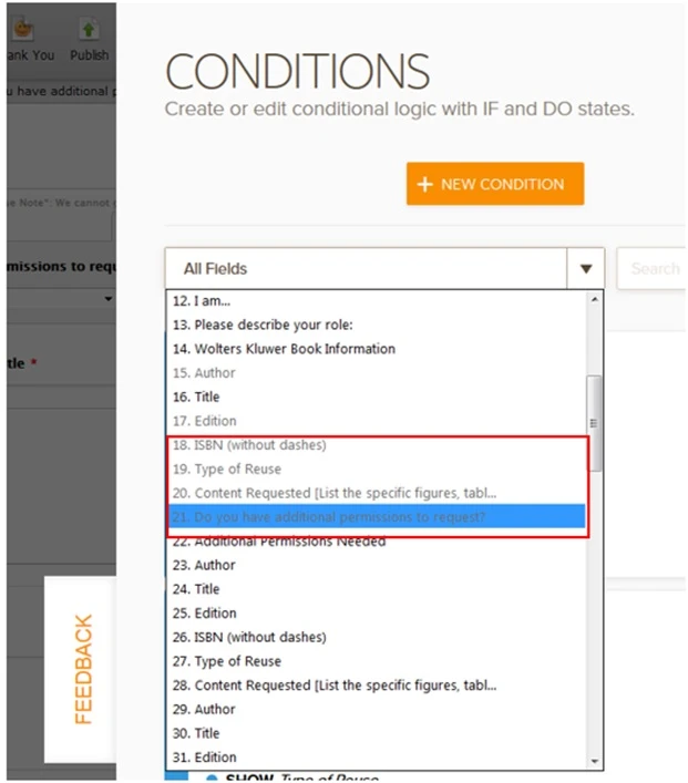 Conditions Wizard: Field shows as grayed out in a drop down Image 1 Screenshot 20