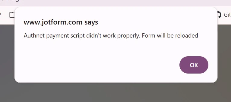 
Authorize.net Integration: Error Message Displayed When Loading Payment Form
Image-1