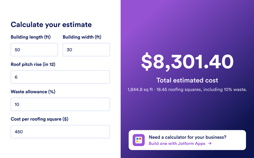 Roofing Calculator App