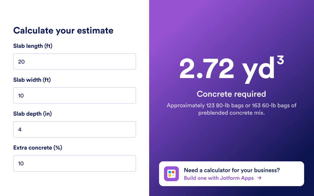 Concrete Calculator App