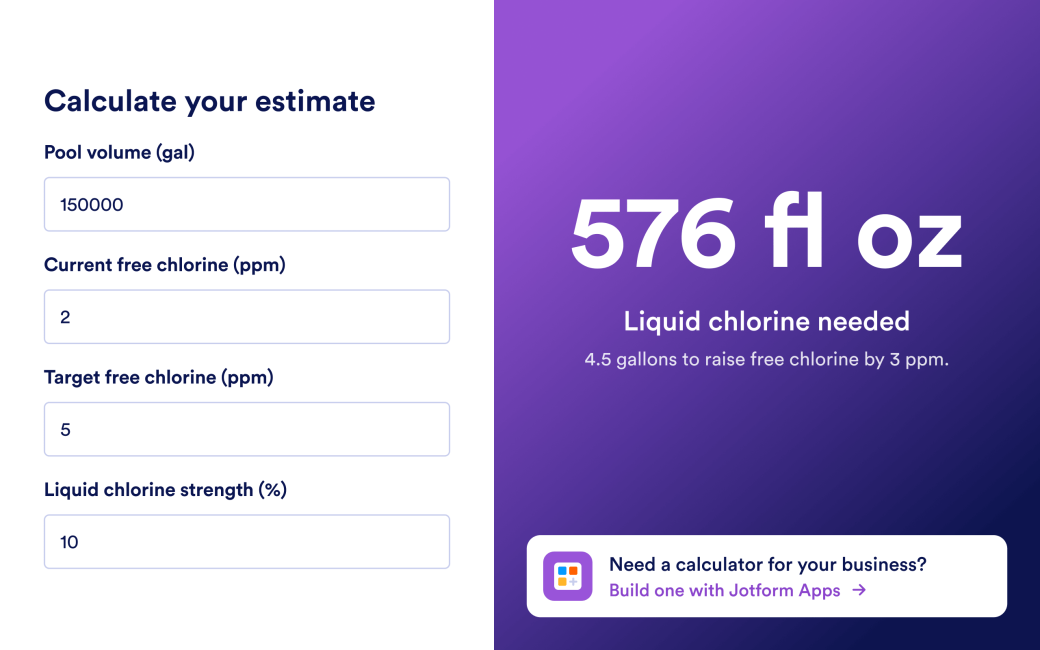 Pool Chemical Calculator App