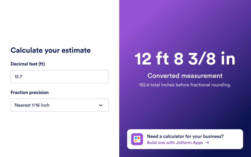 Tenths to Inches Calculator App
