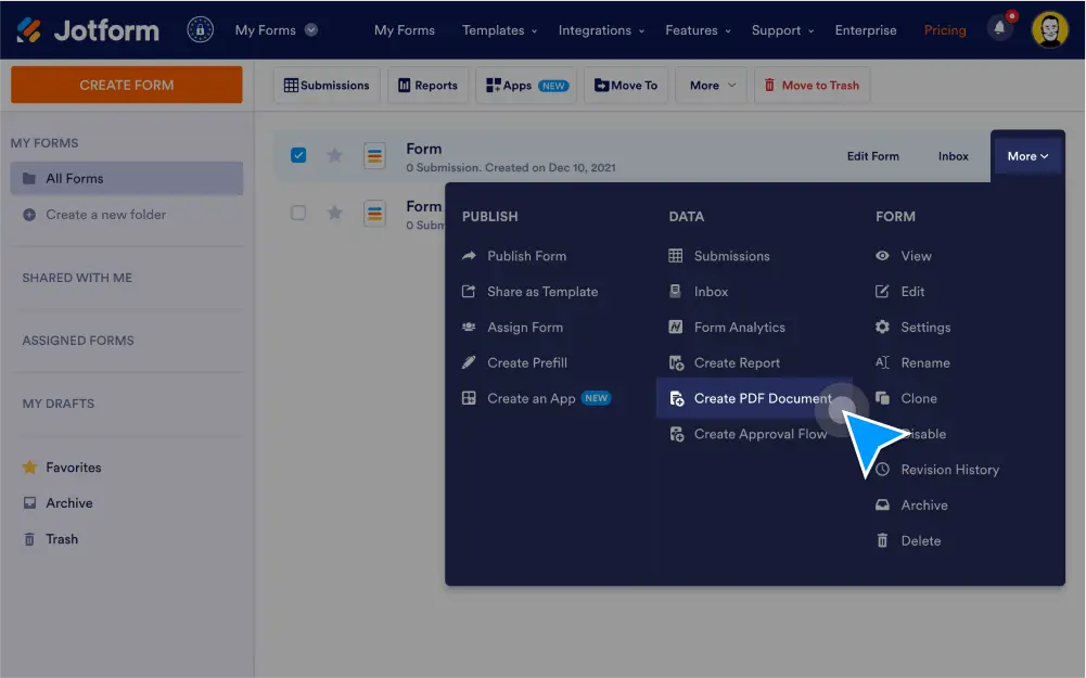 Convert Submission into PDF Document