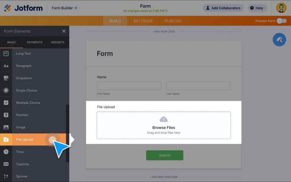 Drag and Drop File Upload