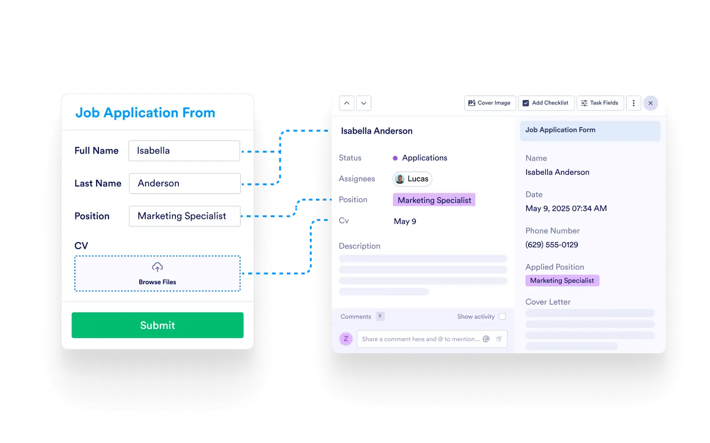 Matching Form Fields to Task Fields
