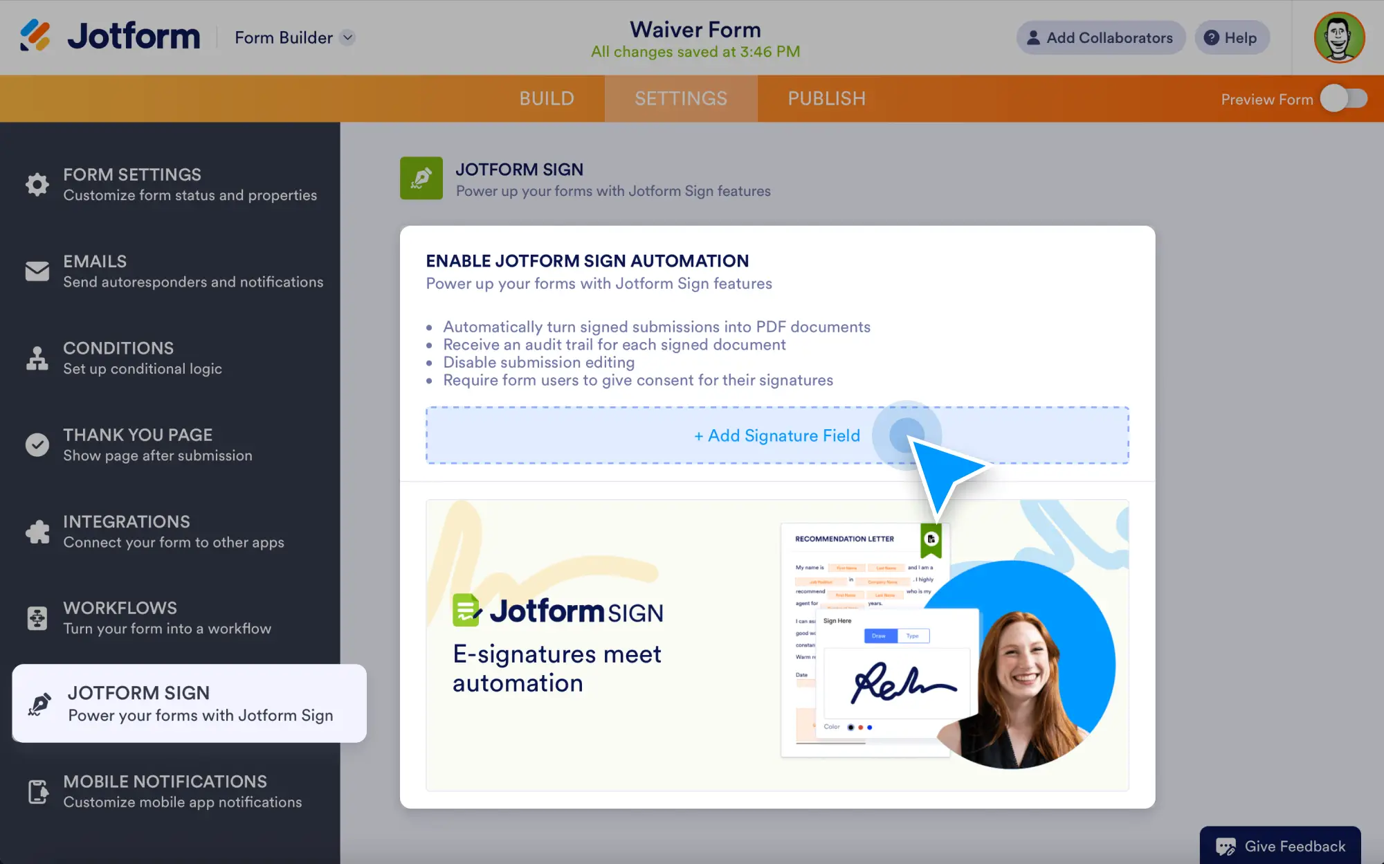 Online Forms with Signature