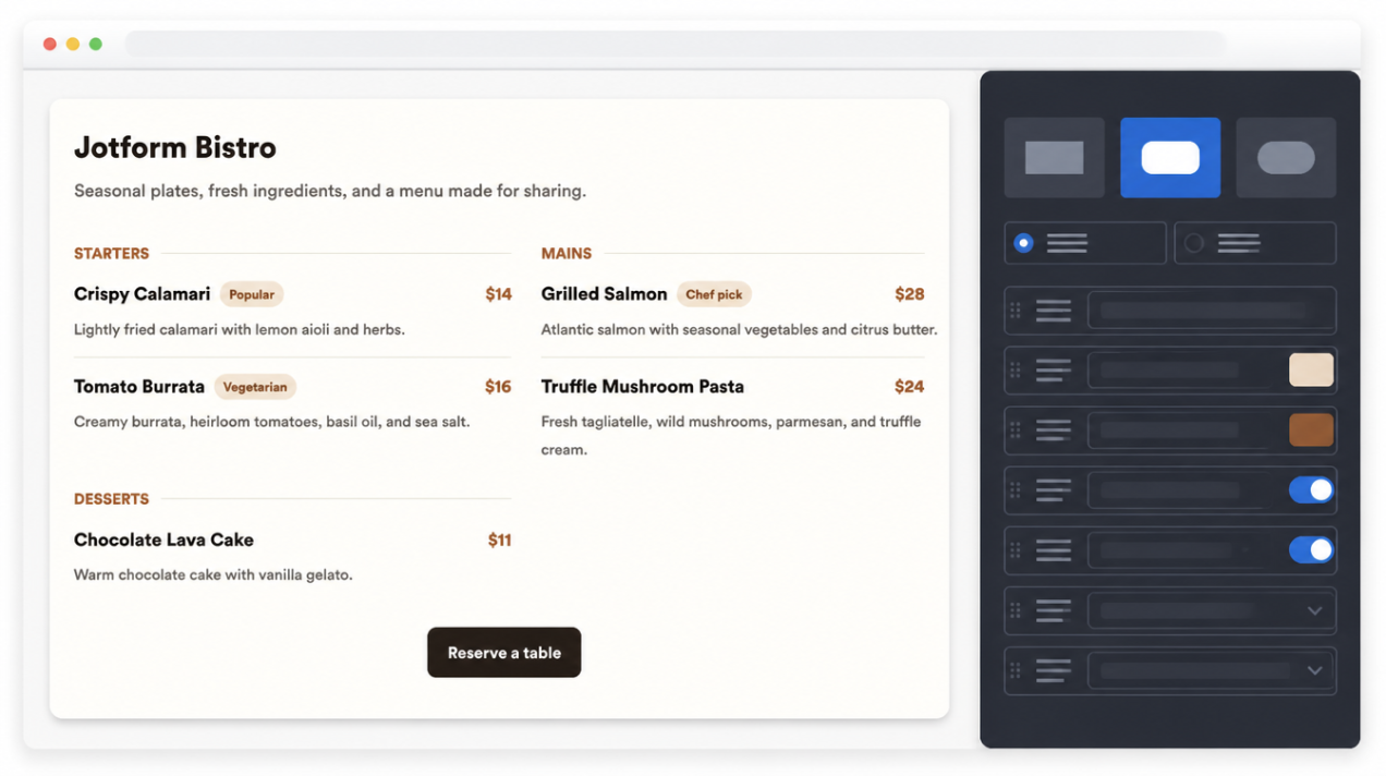 Update individual menu items