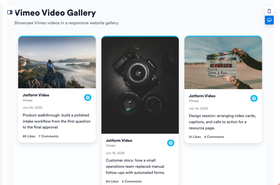Vimeo Video Gallery