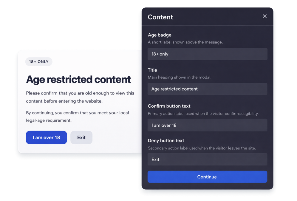 Customize the age gate