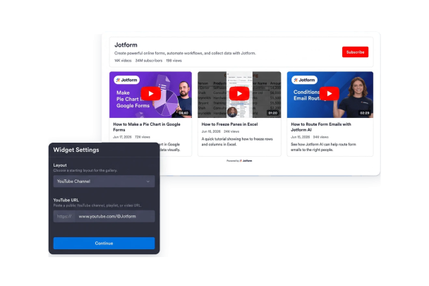 YouTube Gallery Widget Features for Websites