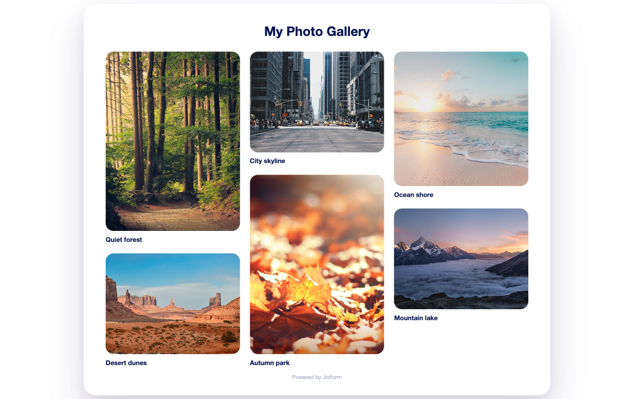 Choose from seven gallery layouts