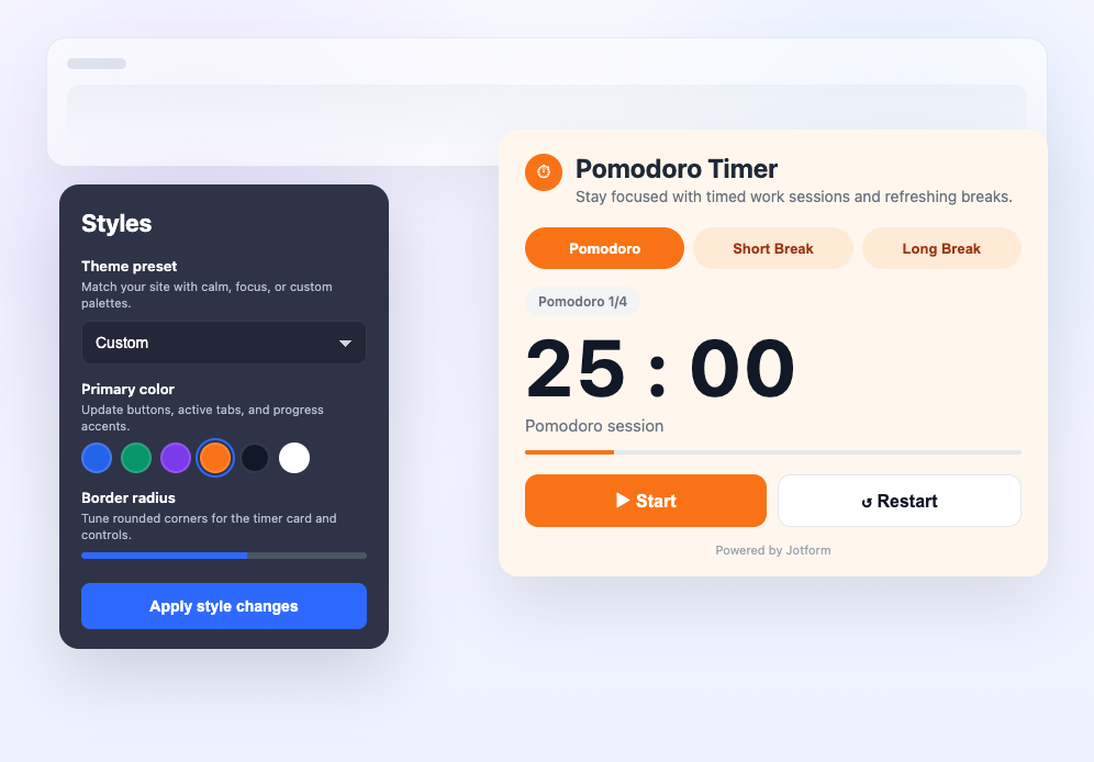 Customize the timer style