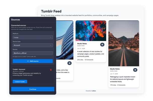 Tumblr Feed Widget Features for Websites