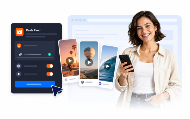 Connect a public source & display website-friendly reels