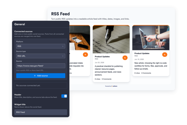 RSS Feed Widget Features for Websites