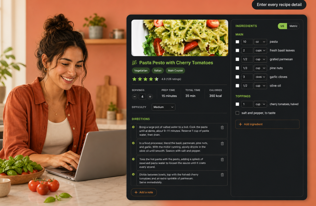 Show complete recipe details