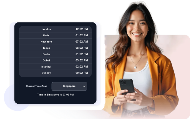 Display Live Times for Cities and Time Zones