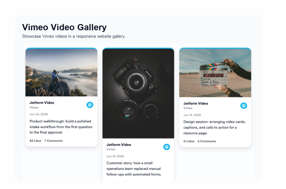 Vimeo Video Gallery