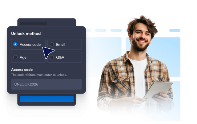 Use Access Code, Email, Age, or Q&A Unlocks