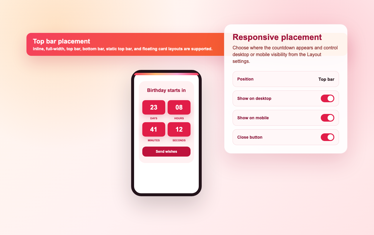 Choose placement and device visibility