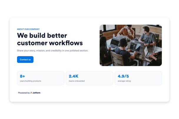 About Us Widget Features for Websites