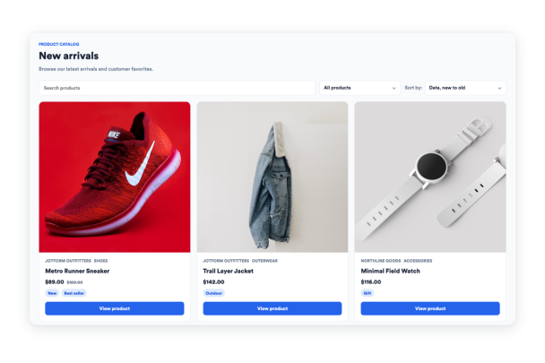 Product Catalog Widget Features