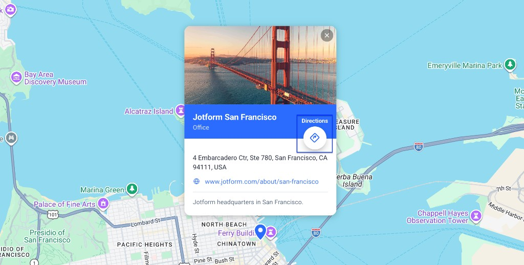 Send visitors straight to directions