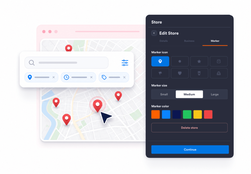 Customize search, filters, and map