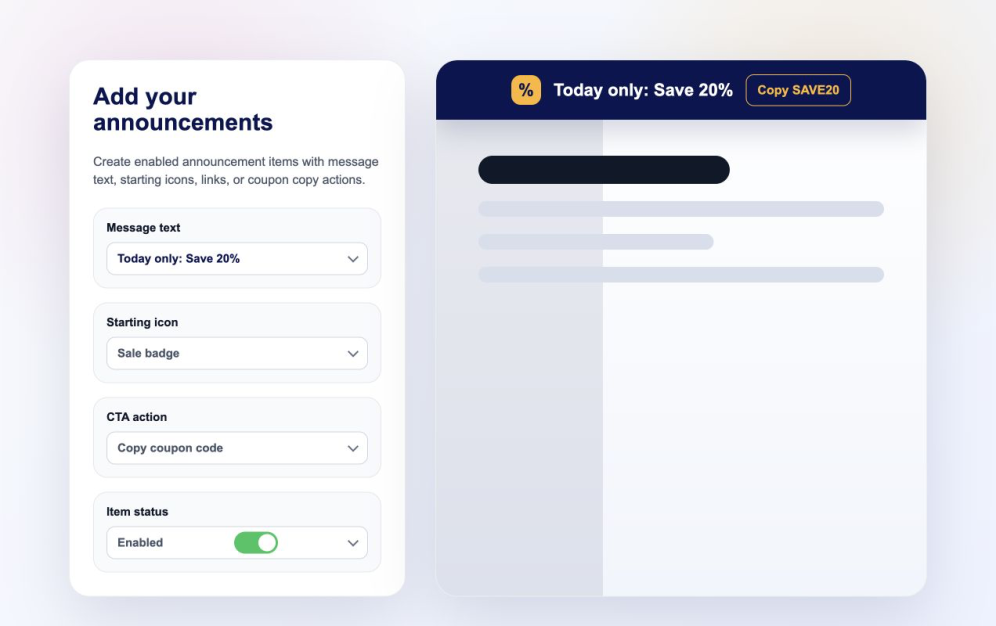 Add your announcements