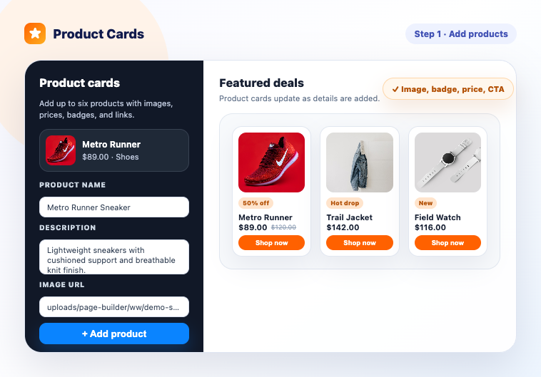 Add product cards