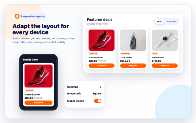 Choose Grid or Carousel Layouts