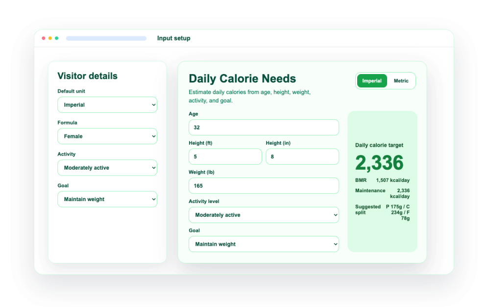 Set the starting values