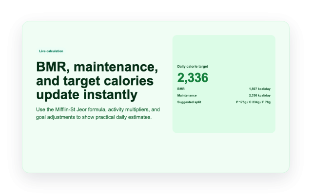 Calculate BMR and Maintenance Calories