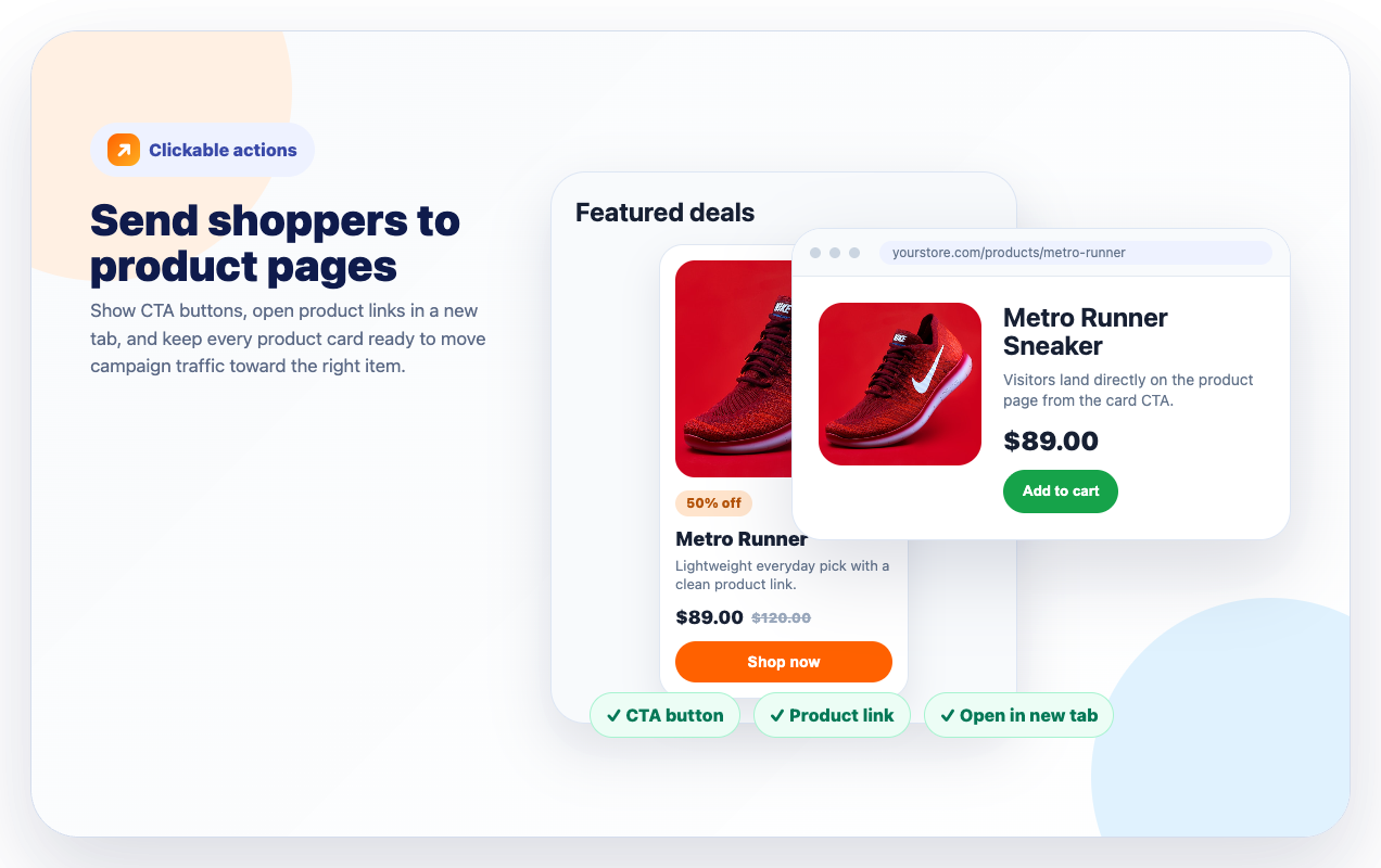 Send shoppers to product pages
